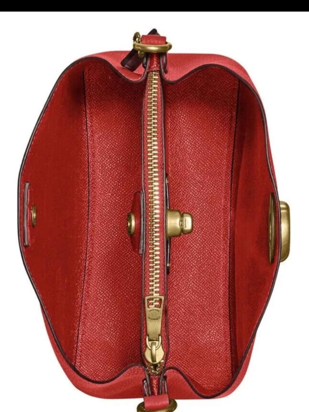 Coach Pebbled Leather Willow Red Bag with Dark Brown Strap - Picture 6 of 6